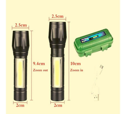 Imagem 4 de 5 de Mini Lanterna Tática Lampião Led Recarregável Usb Com Clipe