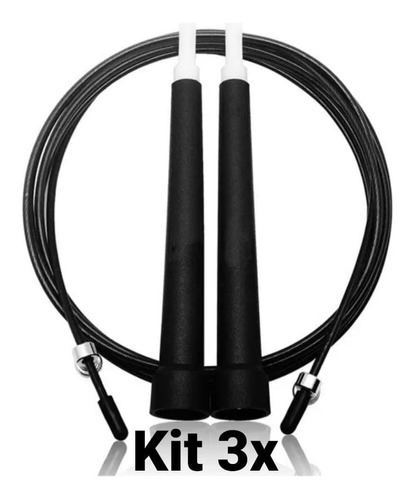 Kit 3x Corda Crossfit Speed Rope Rolamento 3m Cabo De Aço