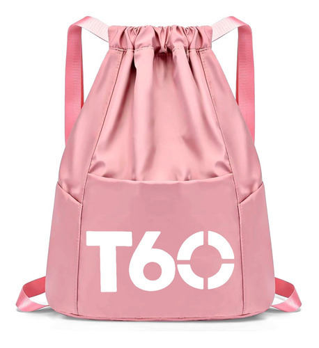 Mochila Masculina Com Fechamento Em Cordão Esportiva Futebol Cor Rosa-claro