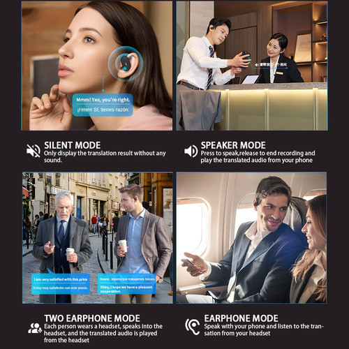 Auriculares De Traducción Amzish Real Time, 144 Idiomas, Ina
