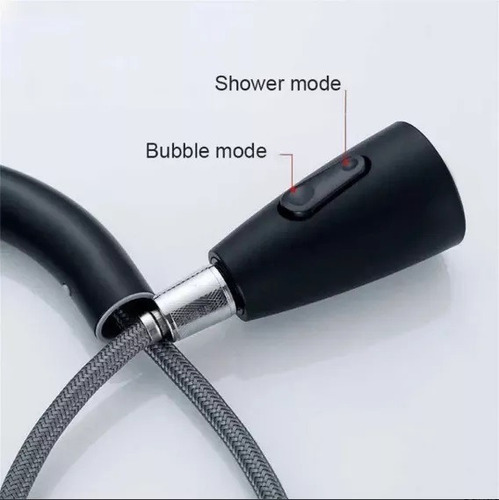 Llave De Lavaplatos Grifo Extraíble Extensible Flexible Negr