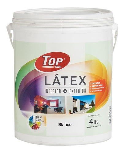 Latex Top Line Interior / Exterior  Blanco Mate 4 Lts