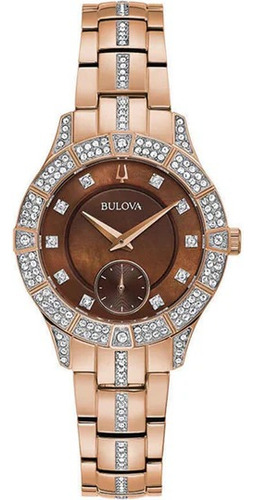 Reloj Bulova 98l283 Mujer Cristal Malla Rose Bisel Rose Fondo Rose