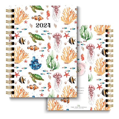 Planner 2024 Océano B5 Vista Semanal Vertical + Stickers