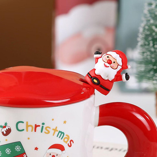 Juego De Tazas Navideñas Con Tapa Y Calcetines Rojos