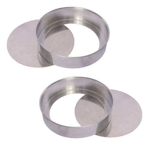 Kit de 2 formas redondas con fondo extraíble de 20 cm en aluminio plateado