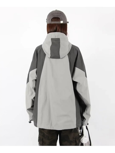 Chaqueta Cortavientos Con Capucha Y Bloques De Color Para Ho