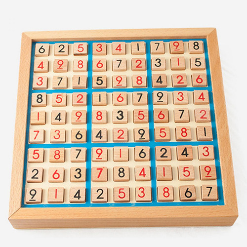 Juego De Sudoku De Madera, Juguete De Aprendizaje Con Azul