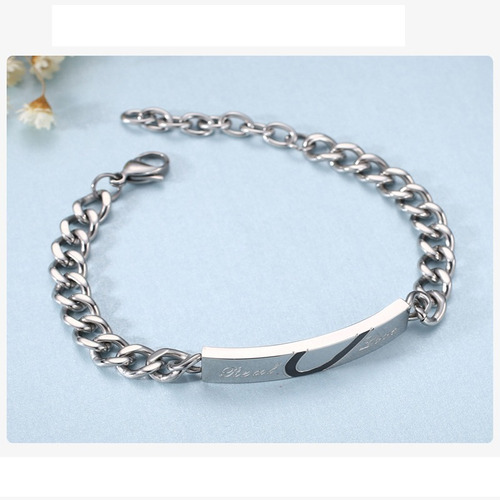 Par De Pulseiras Metade Do Coração De Aço Inoxidável