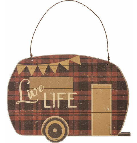 Cartel Decorativo Madera Forma Camper 7.0 X 5.0 In