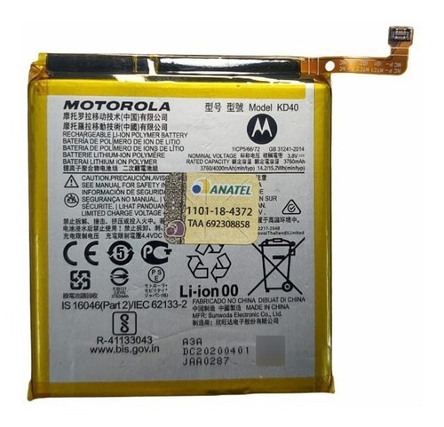 Bateria Motorola Kd40 Moto G8 Plus Xt2019 Original F/grátis