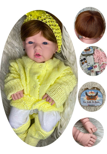 Bebê Reborn Boneca Menina Am Anny C/ Silicone + Enxoval