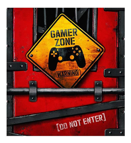 Vinilo 60x60cm Gamer Puerta Pasar Prohibido Zona Play