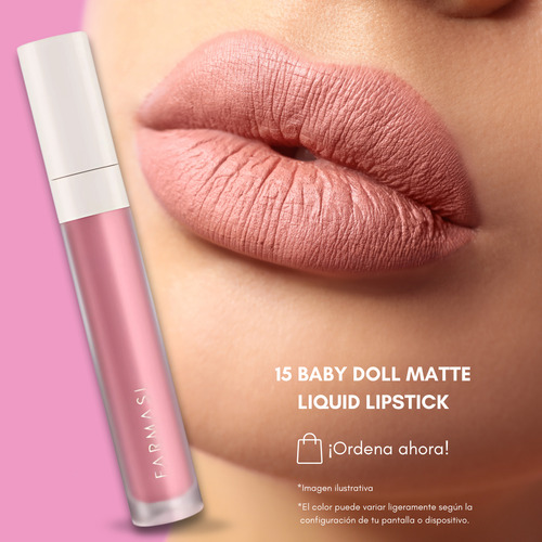 Labial Líquido Mate Farmasi - Larga Duración Y Color Intenso 15 Baby Doll