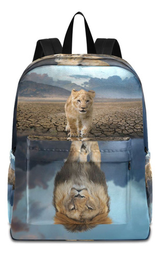 Cool Lion Water Reflection Art Mountains Mochila Para