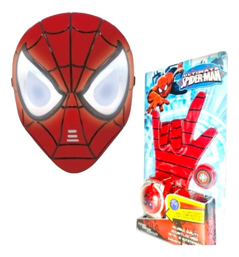 Guante Lanza Disco Y Mascara Con Luz Y Sonido Spiderman