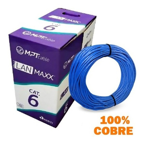 Imagem 1 de 8 de Caixa De Cabo Cat6 Mpt 100 Metros 100% Cobre