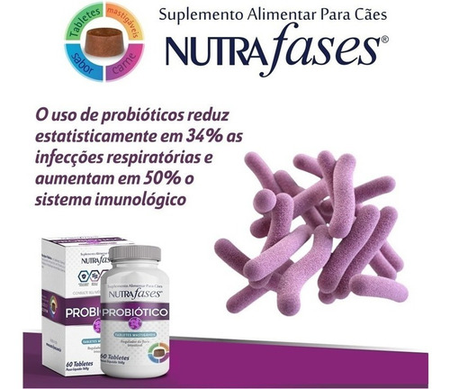 Imagem 3 de 4 de Suplemento Vitamínico Probiótico Cães Nutrafases 60 Tabletes