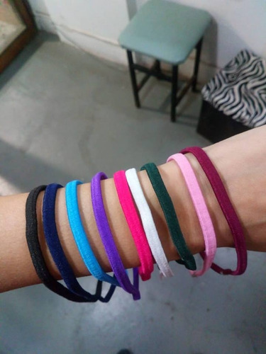 12 Base Vinchas Elasticas Blancas Negra Colores Colitas