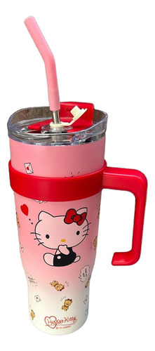 Vaso Térmico Kuromi Kawaii Grande 1200 Ml Rojo Kitty