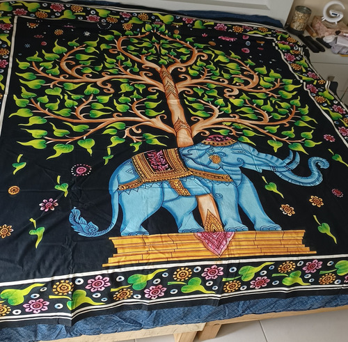 Manta Decorativa De India Árbol De La Vida Y Elefante 