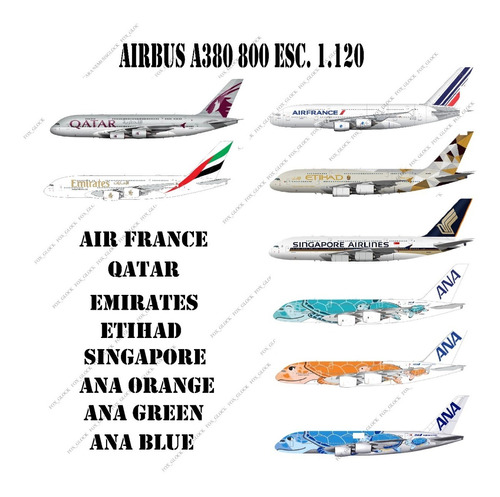 Airbus A380 800 Esc. 1.120 X 8 Esquemas Papercraft