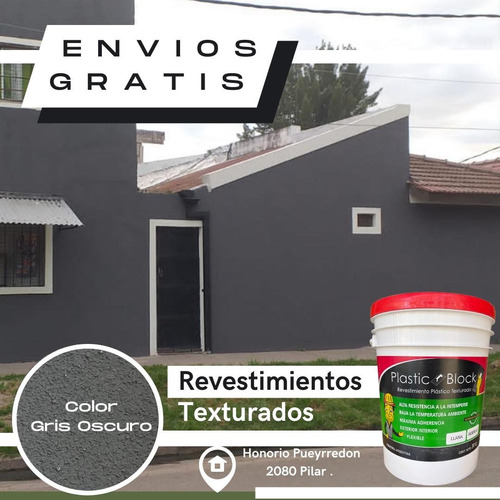 Revestimientos Plastic Block 30kg Texturados Llana Gris Oscuro