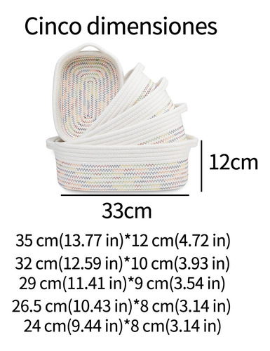 5 Cestas De Almacenamiento Cubo De Cuerda De Algodón Tejido