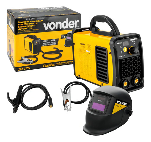 Inversor Para Solda Eletrodo e TIG Im125 C/ Máscara Escurecimento automático Vonder