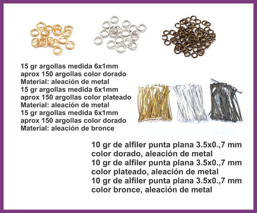 Kit Componentes Bisuteria, Dijes, Cadena, Etc Para Armar