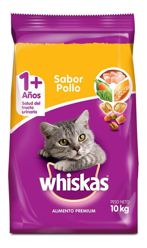 Alimento Whiskas 1+ Whiskas Gatos s para gato adulto todos los tamaños sabor pollo en bolsa de 10kg