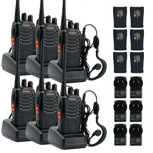 Handy Radio Uhf Walkie Talkie 16ch Vox Gadnic Kit X6 + Auri Color Negro