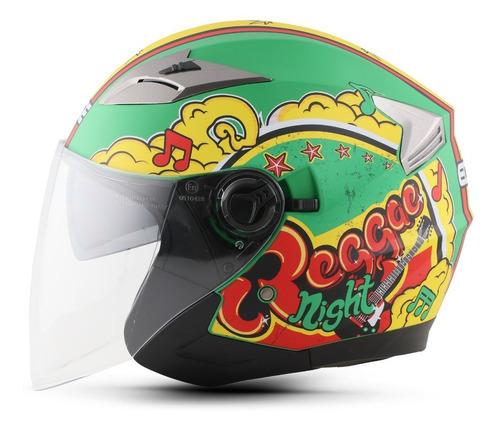 Casco Semi Integral Edge Reggae Certificado Dot Moto + Gafas Color Verde Tamaño del casco M (57-58 cm)