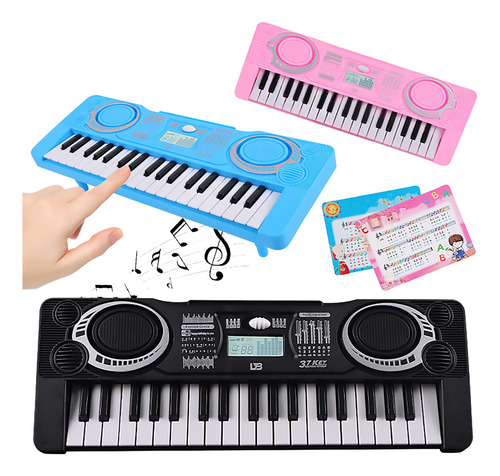 Mini Piano Electronico Para Niños Color Celeste 37 Teclas