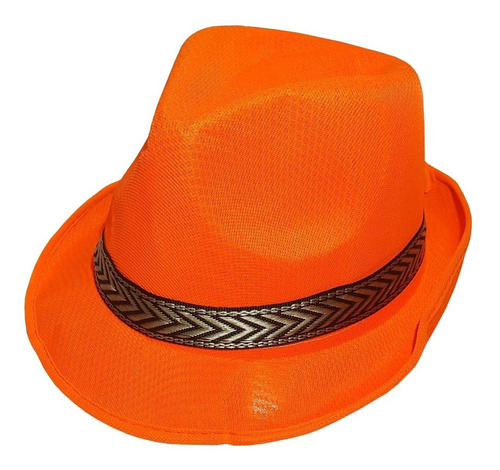 Sombrero Fedora De Tela Con Cinta Para Cotillón O Disfraz.