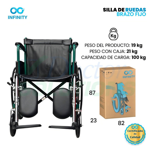 Silla De Ruedas Infinity Neumática Con Elevapiernas Color Azul-Gris