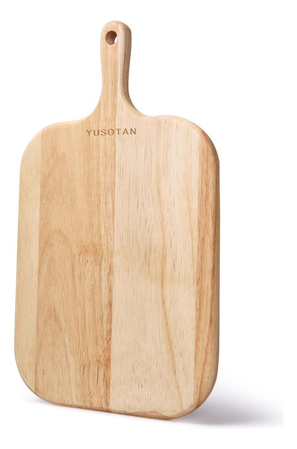 Yusotan Tabla De Cortar De Madera De Caucho Con Mango - Ver.