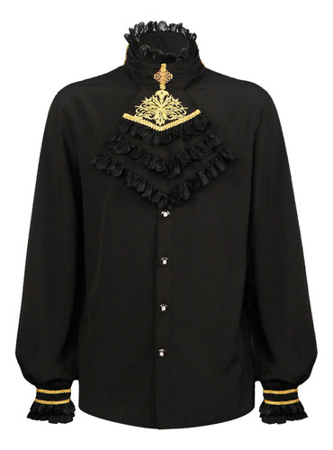 Camisa Plisada Para Hombre, Disfraz Medieval De Escenario Co