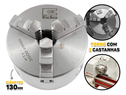 Placa Universal Ferro P/ Torno Fixação Com 3 Castanhas 130mm