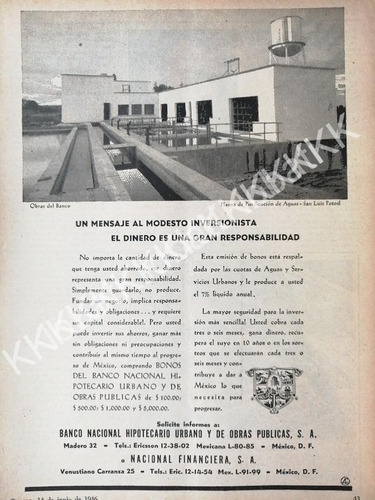 Cartel Banco Hipotecario Y Planta De Agua S Luis Potosi 1946