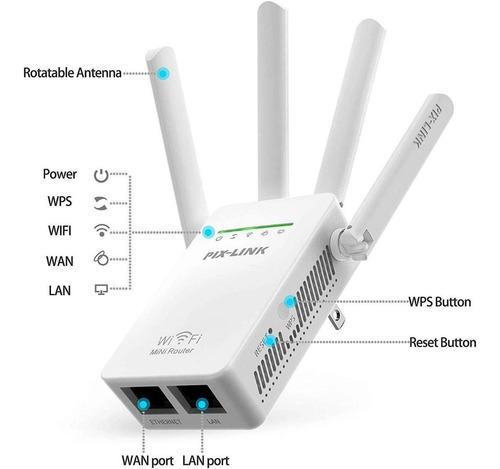 Imagen 8 de 9 de Extensor Repetidor De Wifi Alcance De 50 Mt Wireless Cafini