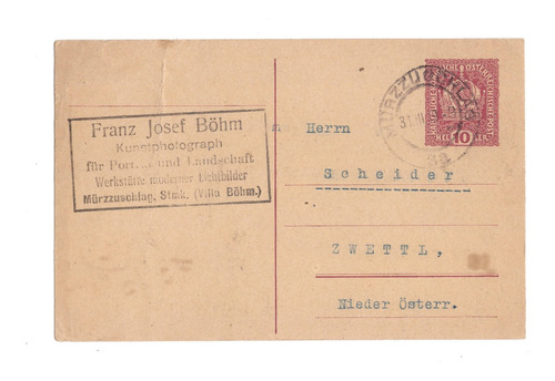 Postal Antigua Sobre 1919 Austria Fotografia # 40