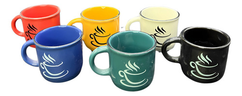 Jogo Mini Canecas Xícaras 6pcs Cerâmica Esmaltada Café 100ml