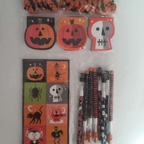 Set Lápices Borradores Libreritas Y Stickers Halloween Niños