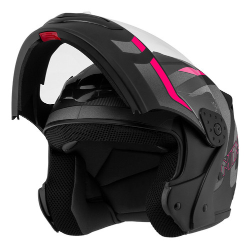 Capacete Robocop Escamoteável Fechado Mixs Gladiator Delta S Cor Cinza Rosa Fosco Tamanho do capacete 58