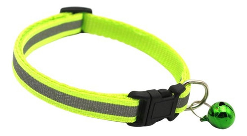 Collar Reflejante Luz Perros Pequeños Y Gatos C Cascabel Color Verde Tamaño del collar Chico