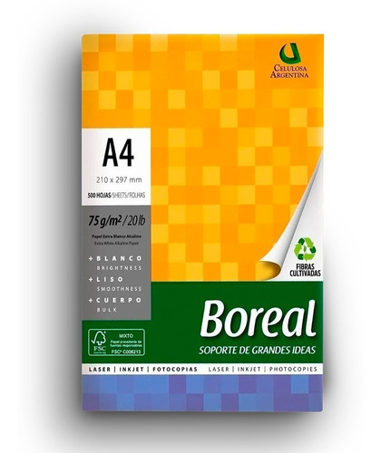 Resmas Boreal A4 75 Grs Caja X 10 Unidades