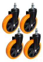 Comprar 4x Rodízios Roda Giratorio Sem Freio Espiga 5 Pol. Laranja