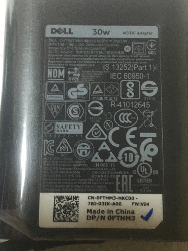 Dell 30 Watts Usb-tipo C Xps 12 9250 Latitude 12 7250 (Usado)