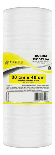 Bobina Picotada Saco Plastico 30cm X 40cm Rolo C/ 500 * Full